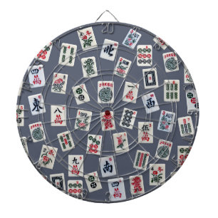 MahJongg-Kachel-Design auf dunkelblau Dartscheibe
