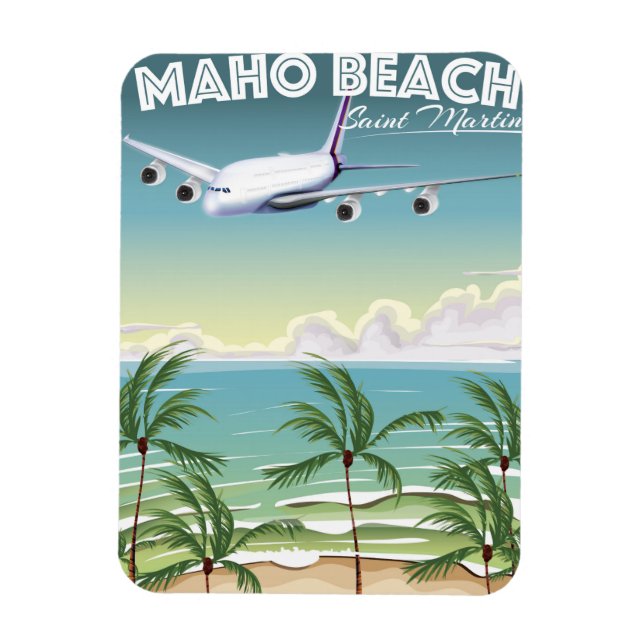 Maho Beach Saint Martin Flugzeug Poster Magnet (Vertikal)