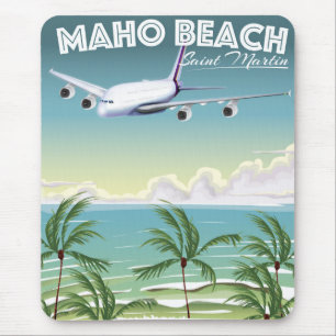 Maho Beach Saint Martin Flugzeug Poster Mousepad