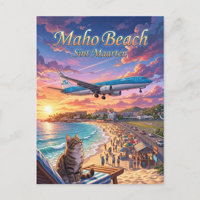 Maho Beach Sint Maarten Postkarte (Vorderseite)