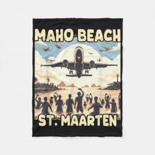 Maho Beach St. Maarten Fleecedecke