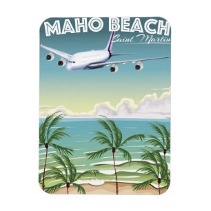 Maho Strand-St- MartinFlugzeugplakat Magnet