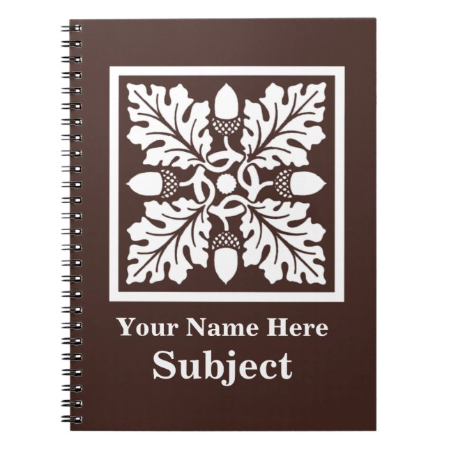 Mahogany Acorn und Leaf Tile Design Notizblock (Vorderseite)