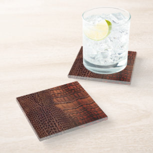 Mahogany Alligator Classic Reptile Leder (Imitate) Glasuntersetzer