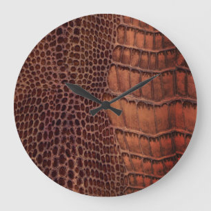 Mahogany Alligator Classic Reptile Leder (Imitate) Große Wanduhr