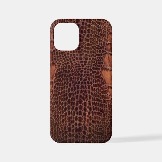 Mahogany Alligator Classic Reptile Leder (Imitate) iPhone 12 Mini Hülle (Rückseite)