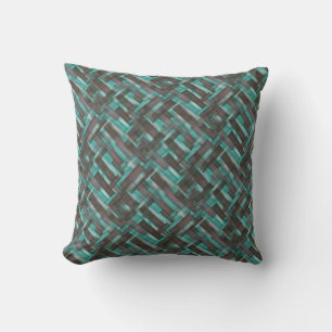 Mahogany Aqua Crosshatch Pattern Throw Kissen