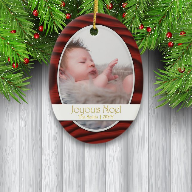 Mahogany Border Foto Holiday Keramik Ornament (Von Creator hochgeladen)