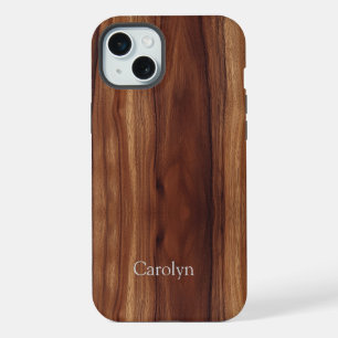 Mahogany Imitats Holzkörner kundenspezifisch iPhone 15 Plus Hülle