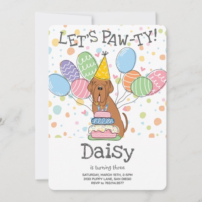 Mahogany Neapolitan Mastiff Dog Birthday Einladung (Vorderseite)