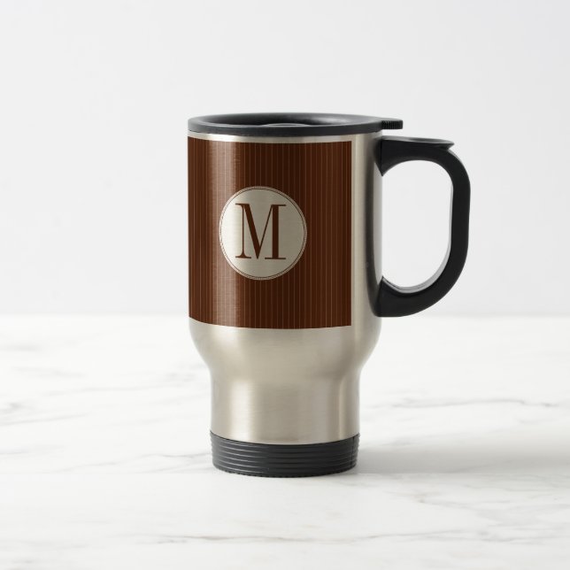 Mahogany Pinstripe monogramme simple Mug (Droit)