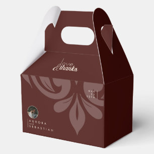 Mahogany Red Damask Sleek Minimaler Foto Hochzeit Geschenkschachtel