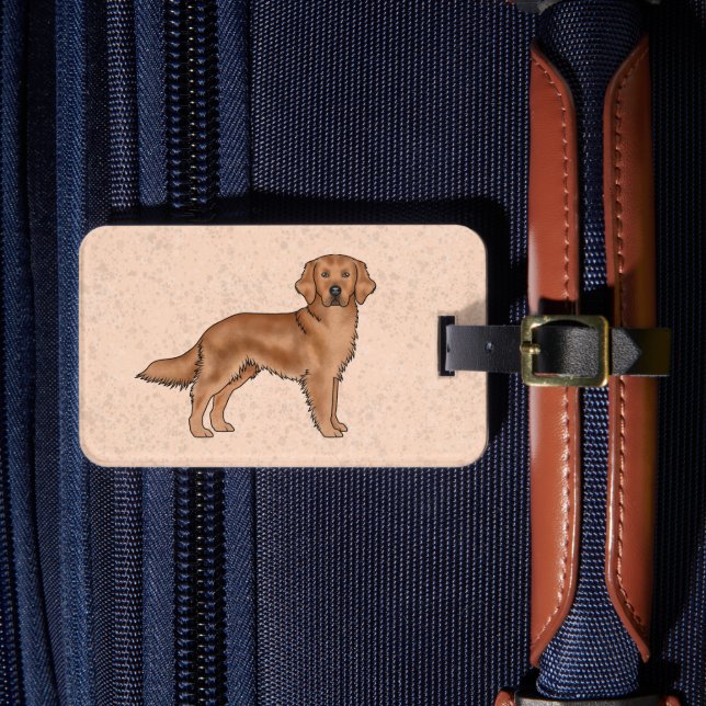 Mahogany Red Golden Retriever Niedlich Cartoon Dog Gepäckanhänger (Vorderseite Insitu 4)