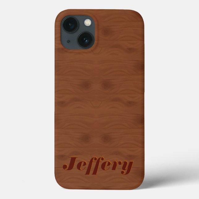 Mahogany Red Wood Grain Illustration Monogram Case-Mate iPhone Hülle (Rückseite)