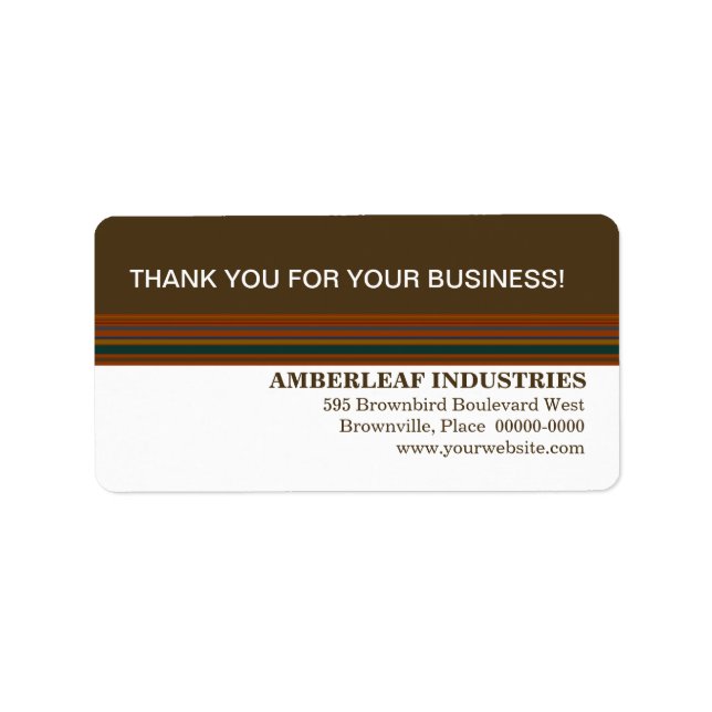 Mahogany Stripes Business-Dankeschön-Label Adressaufkleber (Vorne)
