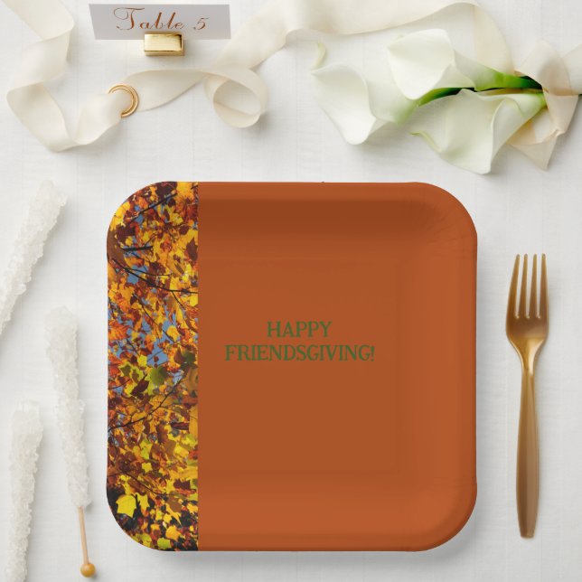 Mahogany Verlasst Erntedank Friendsgiving Pappteller (Hochzeit)