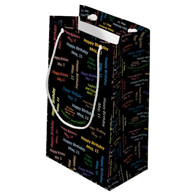 Mai, 11 Geburtstag Geschenktasche Kleine Geschenktüte (Rückseite Schrägansicht)