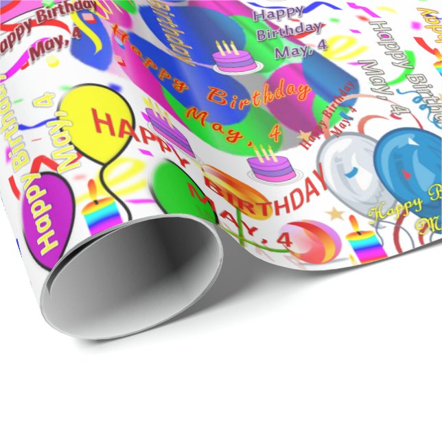 Mai, 4 Anniversaire Papier cadeau d'enveloppement (Coin rond)