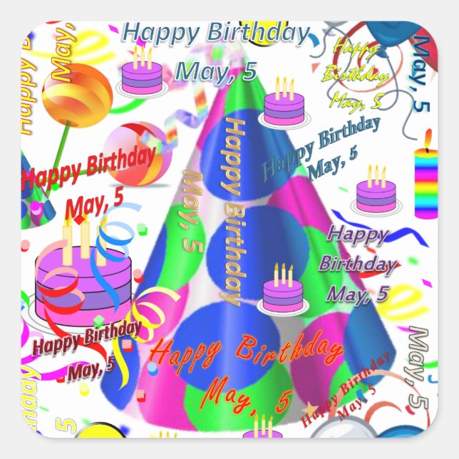 Mai, 5 Stickers Anniversaires de enfants (Devant)