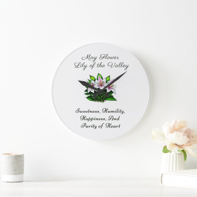 Mai Blume Lily of the Valley Floral Große Wanduhr (Zuhause)