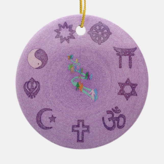 Mai-Frieden herrschen auf ErdMandala vor Keramik Ornament (Vorne)