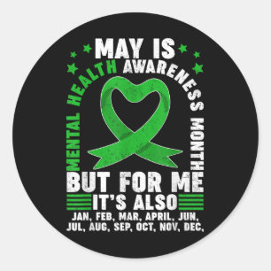 Mai ist Mental Health Awareness Montag Krieger Grü Runder Aufkleber