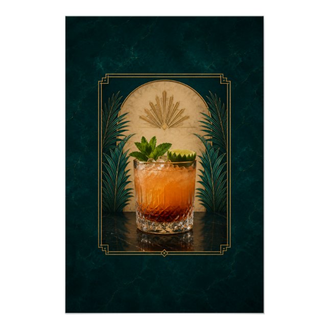 Mai Tai Art Deco Poster | Bar Kunst (Vorderseite)