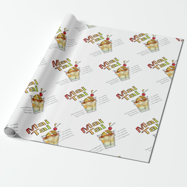 MAI TAI COCKTAIL RECIPART GESCHENKPAPIER (Ungerollt)