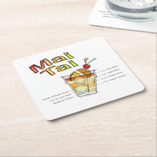 MAI TAI COCKTAIL RECIPART RECHTECKIGER PAPPUNTERSETZER