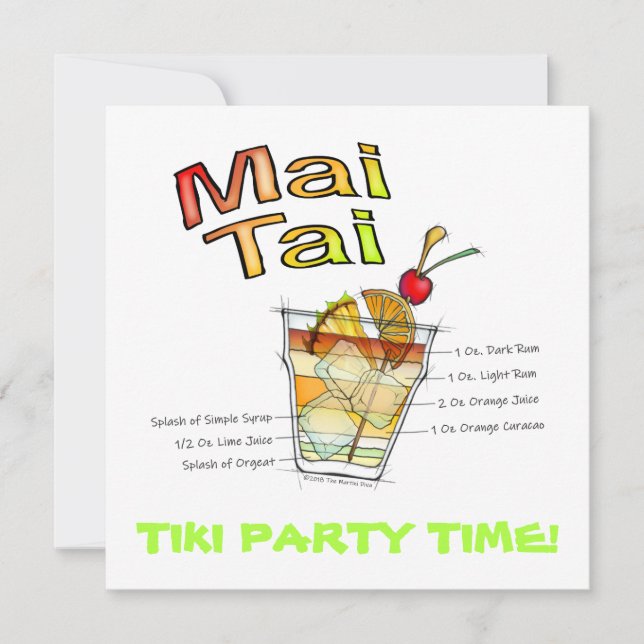 MAI TAI COCKTAIL RECIPE ART EINLADUNG (Vorderseite)