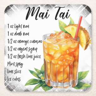 Mai Tai Rechteckiger Pappuntersetzer