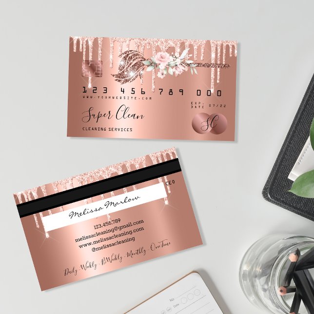 Maid Cleaning House Sparkling credit card Visitenkarte (Von Creator hochgeladen)