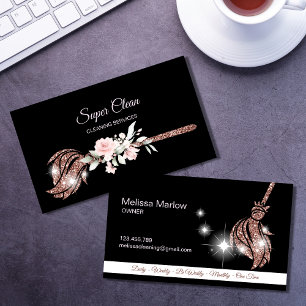 Maid Cleaning House Sparkling rose gold Visitenkarte