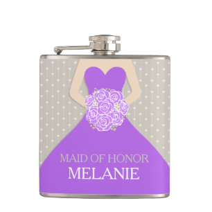 Maid d'honneur robe violette nommé flacon de hanch