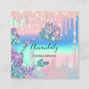 Maid House Clearing Services Logo-Tropfen Ombre Quadratische Visitenkarte