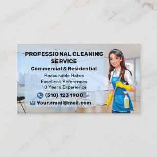 Maid Janitorial Lady Maison Carte de visite Nettoy