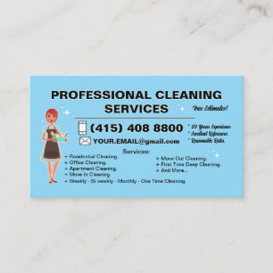 Maid Janitorial Lady Maison Carte de visite Nettoy