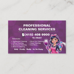 Maid Janitorial Lady Maison Carte de visite Nettoy