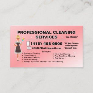 Maid Janitorial Lady Maison Carte de visite Nettoy