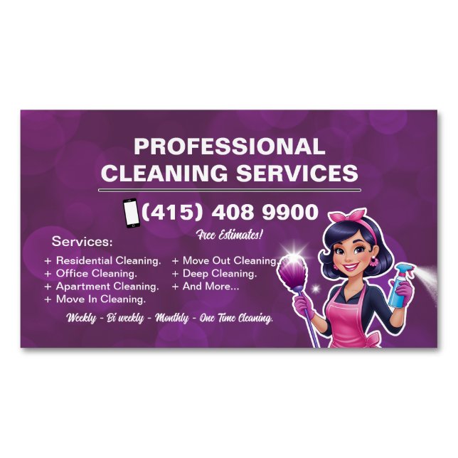 Maid Janitorial Lady Maison Carte de visite Nettoy (devant)