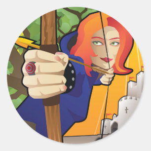 Maid Marian von Robin Hood Lore Runder Aufkleber