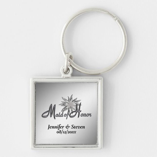 Maid of Honor Black and White Custom Keychains Schlüsselanhänger (Vorne)