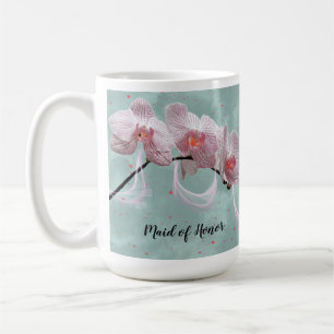 Maid of Honor Mug Pink Orchids Arrière - plan vert