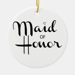 Maid of Honor Retro Script Keramik Ornament