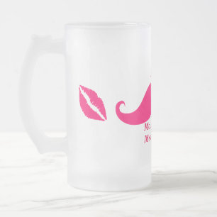 Maid of Honor Rose Mustache Frosted Glass Mug