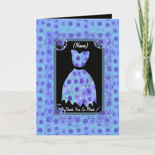 MAID OF HONOR Thank You - BLUE Gown Lace Trim Dankeskarte