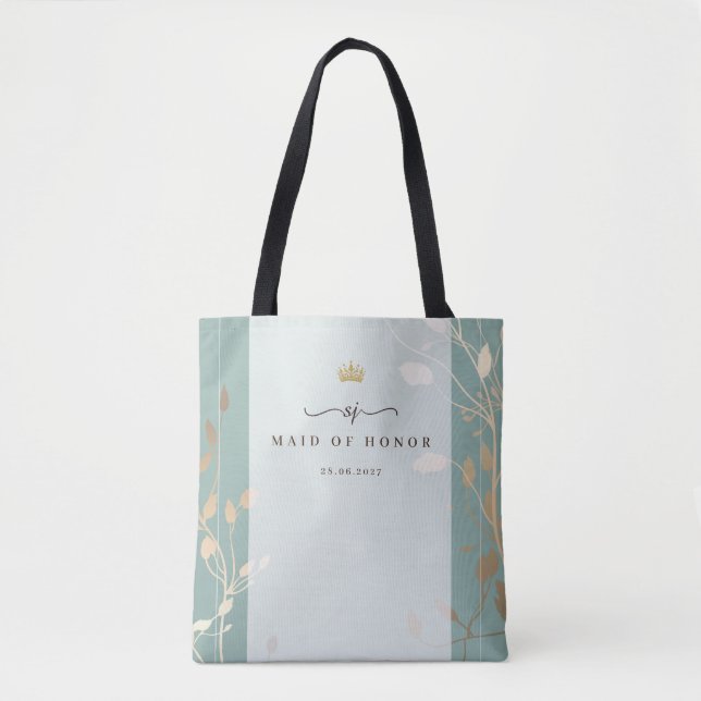 Maid of Honor Tote Bag | Sage Green & Gold Tasche (Vorderseite)