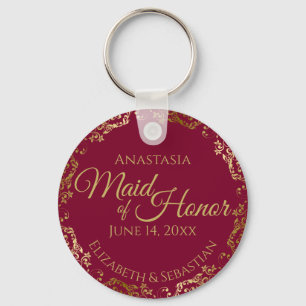 Maid of Honor Wedding Gift Burgundy Maroon & Gold Schlüsselanhänger