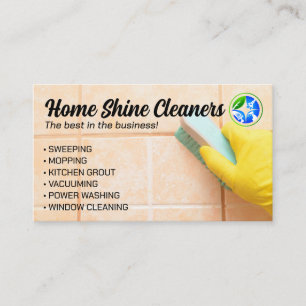 Maid Scrubbing Badezimmer Tiles Visitenkarte