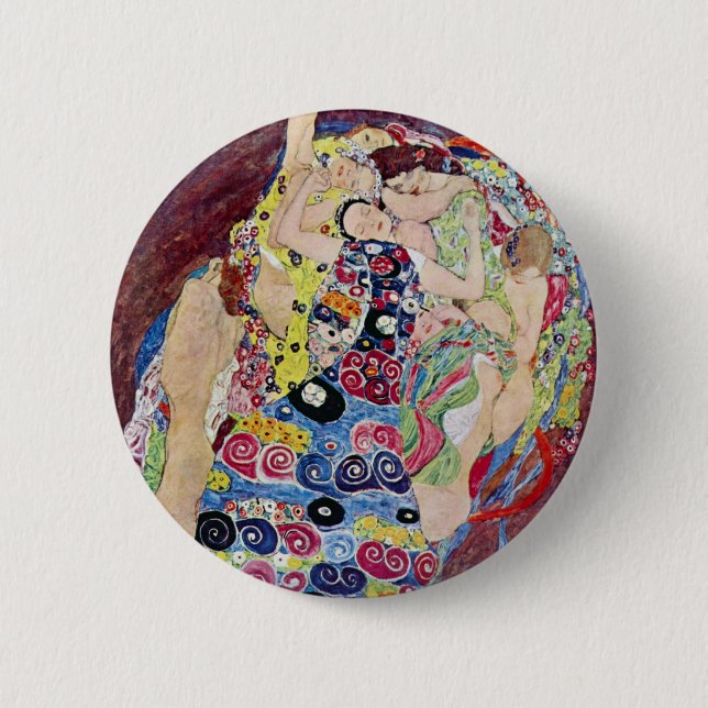 Maiden (Jungfrau), Gustav Klimt, Vintager Jugendst Button (Vorderseite)